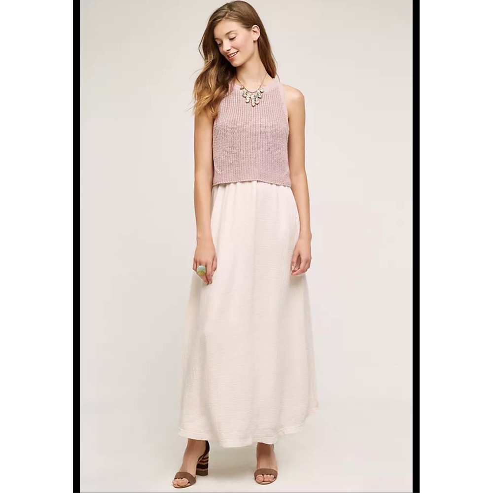 Anthropologie Moth Layered Sandstone Maxi Dressโ in medium pink